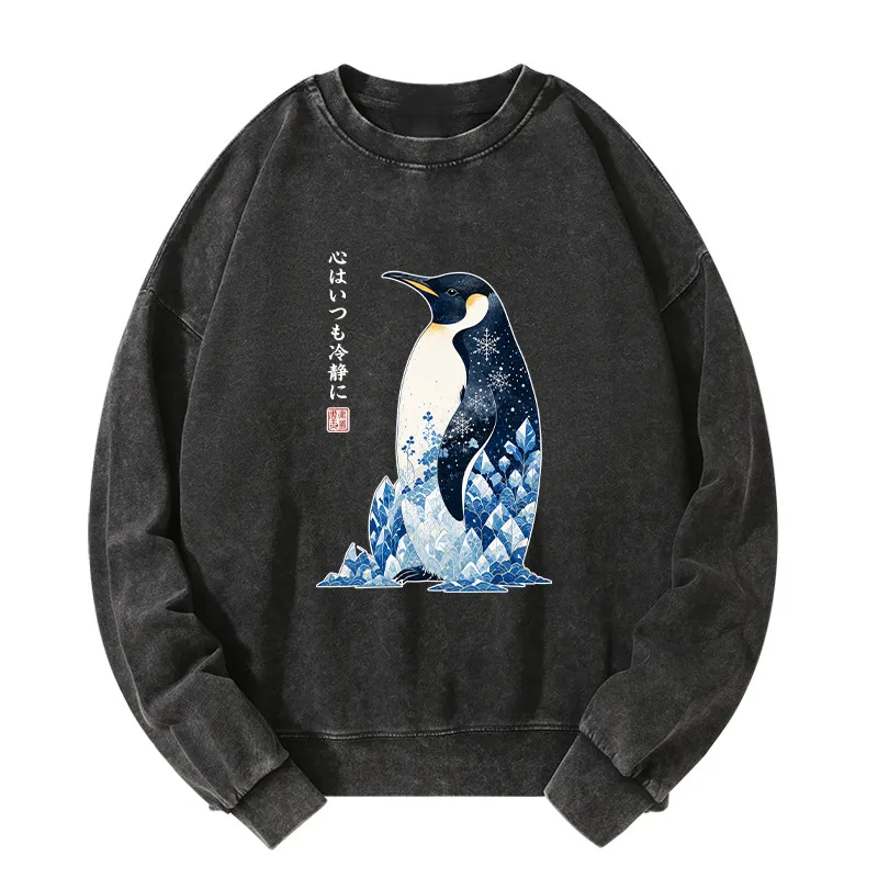 Tokyo-Tiger Keep Calm Penguin Washed Sweatshirt