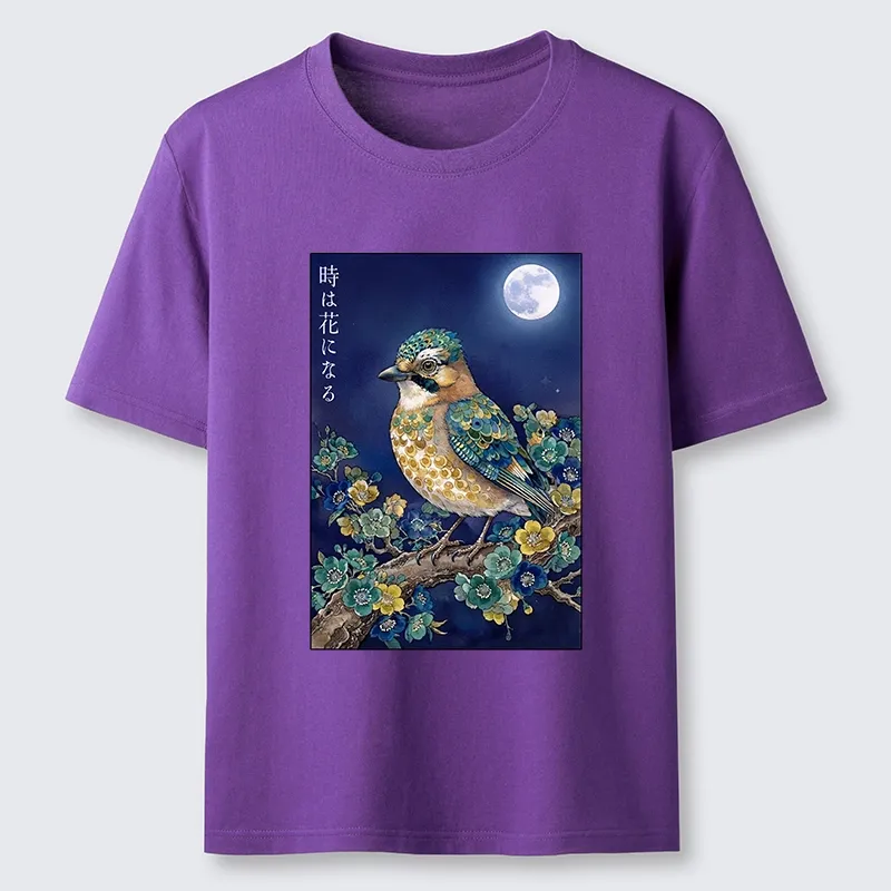 Tokyo-Tiger Moon Bird Floral Retro Art Classic T-Shirt
