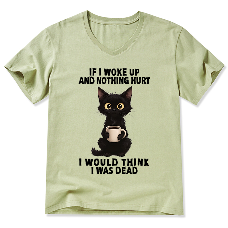 Tokyo-Tiger Funny Cute Black Cat And Coffee Meme V-Neck Classic T-Shirt