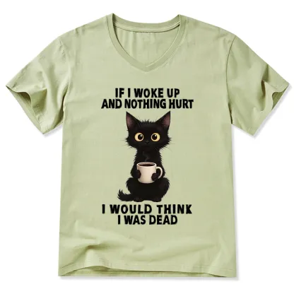 Tokyo-Tiger Funny Cute Black Cat And Coffee Meme V-Neck Classic T-Shirt