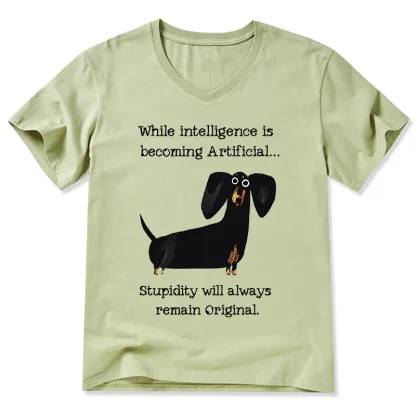 Tokyo-Tiger Dachshund Real Humor Funny Meme V-Neck Classic T-Shirt
