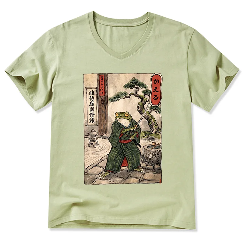 Tokyo-Tiger Samurai Frog Training V-Neck Classic T-Shirt