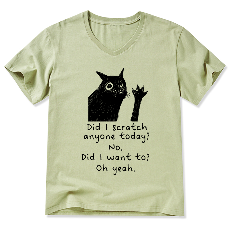 Tokyo-Tiger Black Cat Scratches People V-Neck Classic T-Shirt