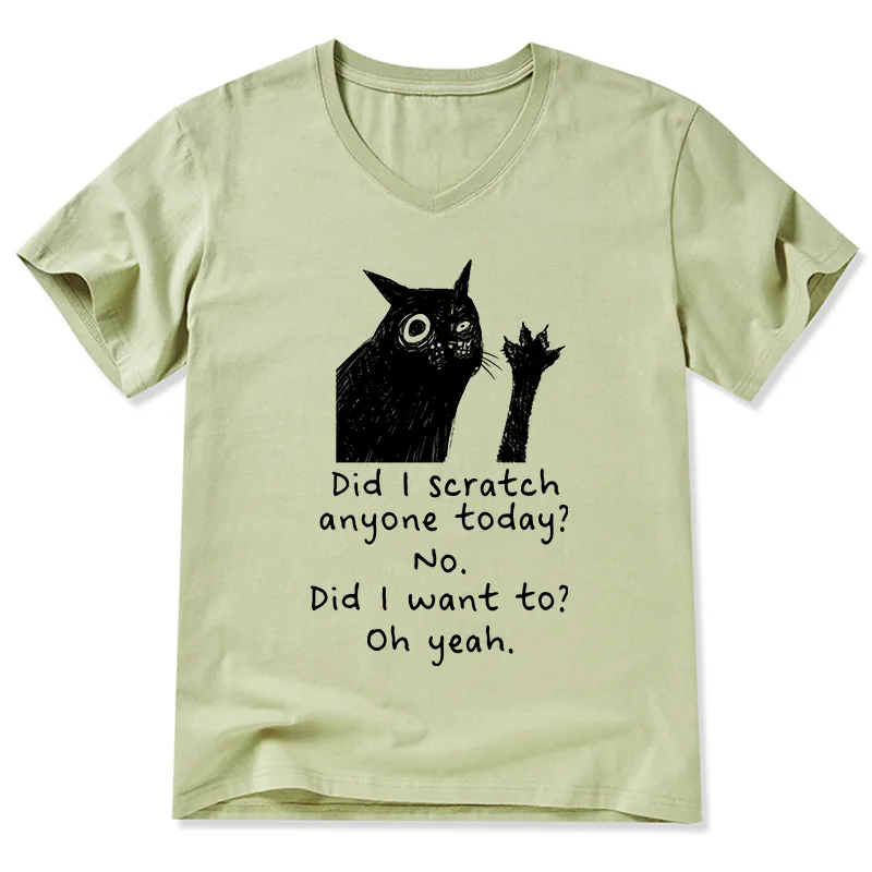 Tokyo-Tiger Black Cat Scratches People V-Neck Classic T-Shirt
