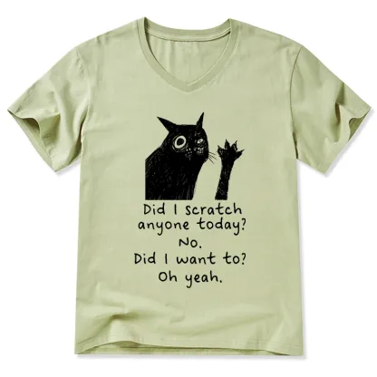 Tokyo-Tiger Black Cat Scratches People V-Neck Classic T-Shirt