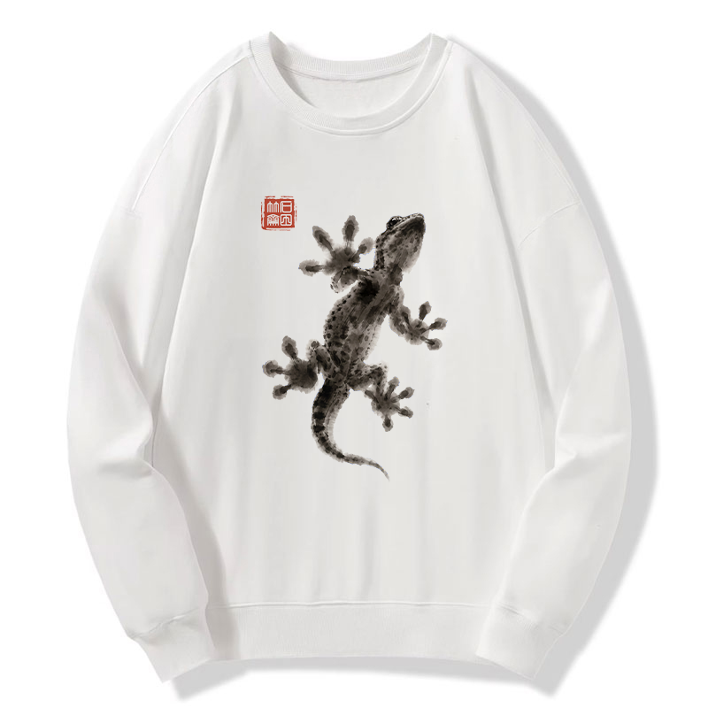 Tokyo-Tiger Minimal Asian Ink Brush Gecko Vibe Classic Sweatshirt