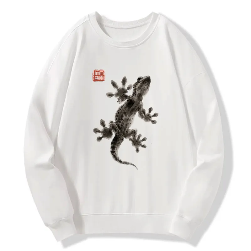 Tokyo-Tiger Minimal Asian Ink Brush Gecko Vibe Classic Sweatshirt
