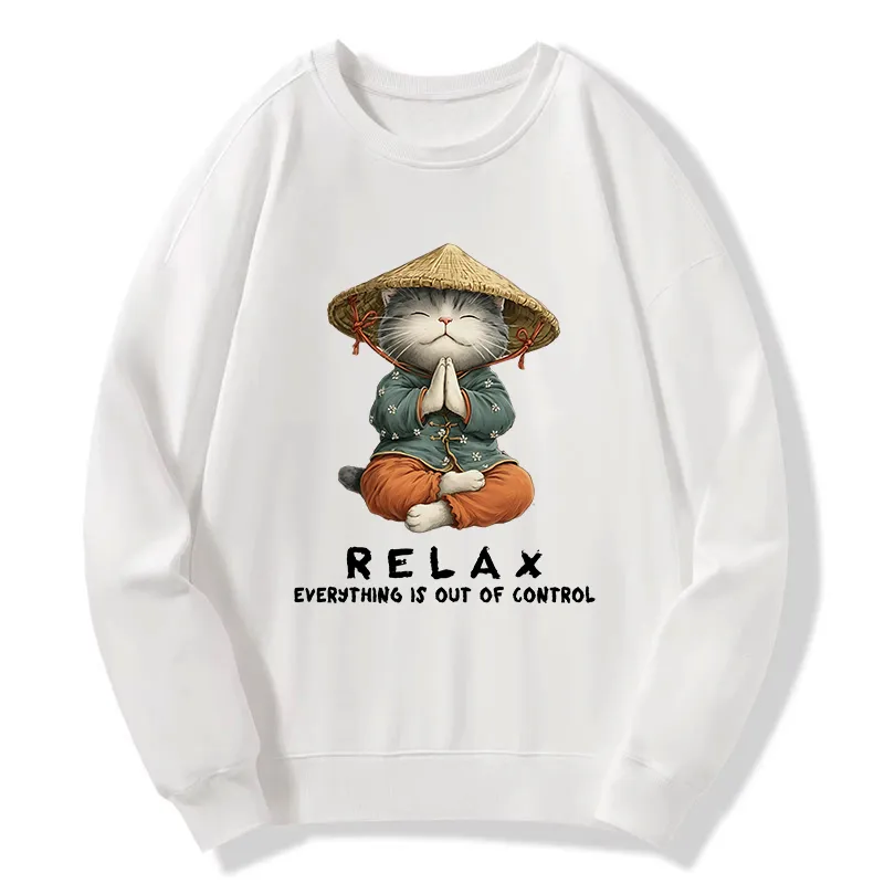Tokyo-Tiger Zen Relax Cat Graphic Classic Sweatshirt