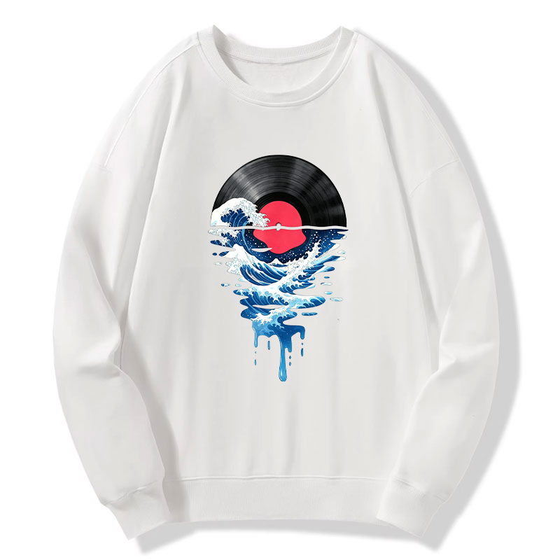 Tokyo-Tiger Vinyl Records And Waves Classic Sweatshirt