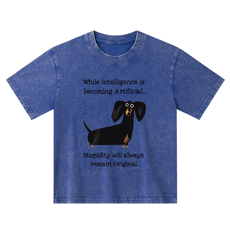 Tokyo-Tiger Dachshund Real Humor Funny Meme Kids Washed T-Shirt
