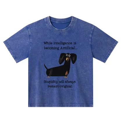 Tokyo-Tiger Dachshund Real Humor Funny Meme Kids Washed T-Shirt