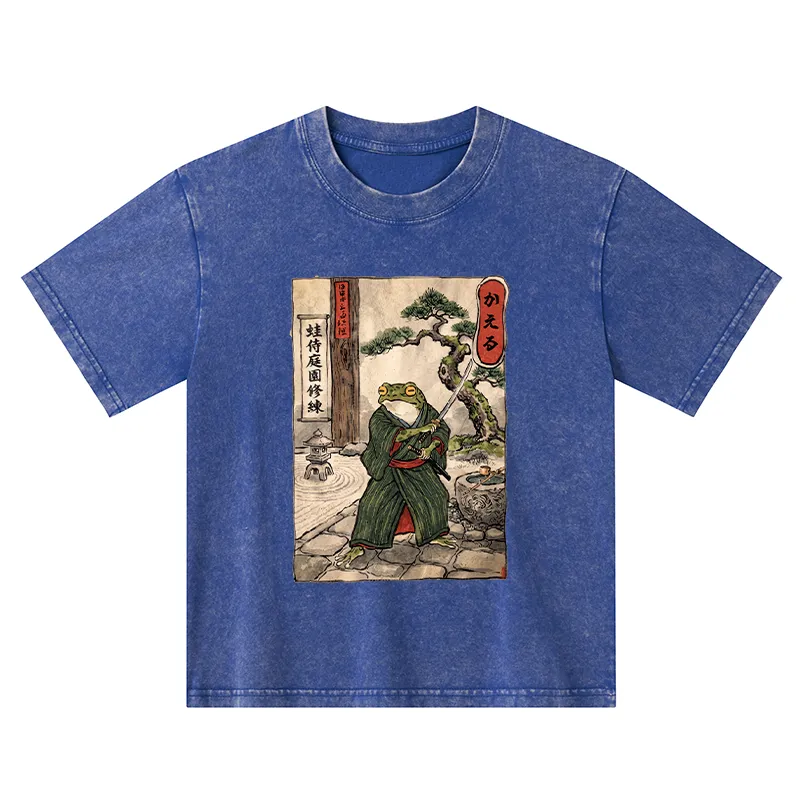 Tokyo-Tiger Samurai Frog Training Kids Washed T-Shirt