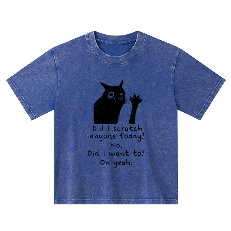 Tokyo-Tiger Black Cat Scratches People Kids Washed T-Shirt