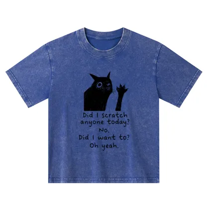 Tokyo-Tiger Black Cat Scratches People Kids Washed T-Shirt