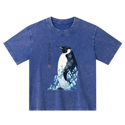 Tokyo-Tiger Keep Calm Penguin Kids Washed T-Shirt