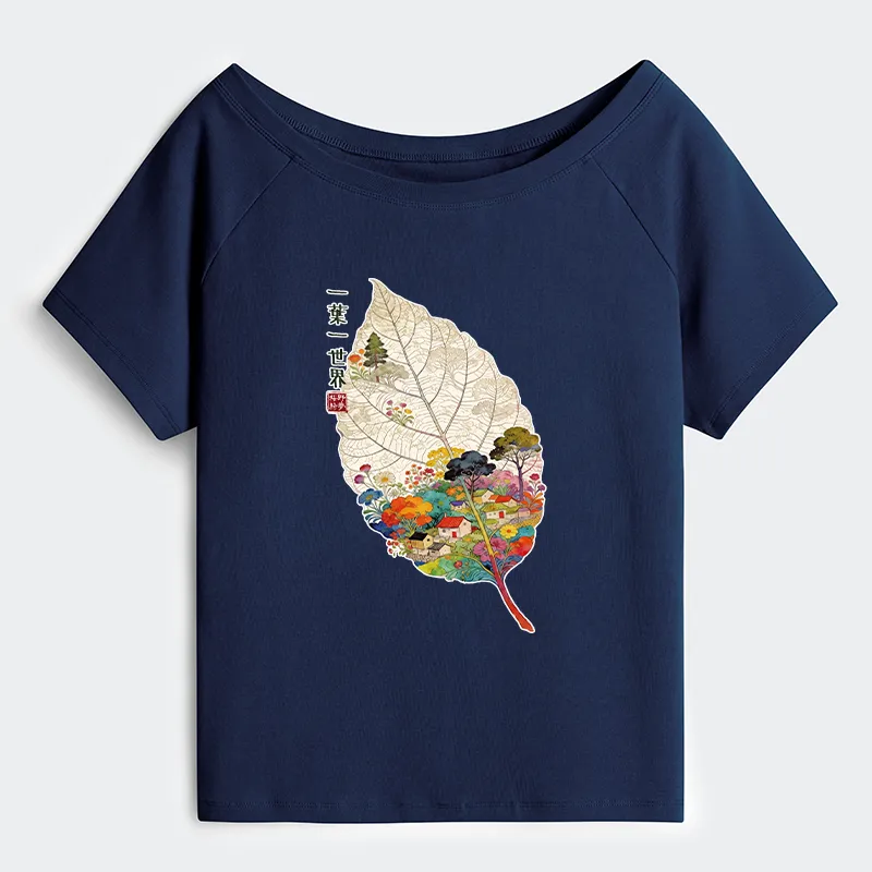 Tokyo-Tiger One Leaf Holds A Tiny Colorful World Off Shoulder T-Shirt