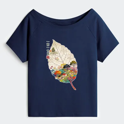 Tokyo-Tiger One Leaf Holds A Tiny Colorful World Off Shoulder T-Shirt
