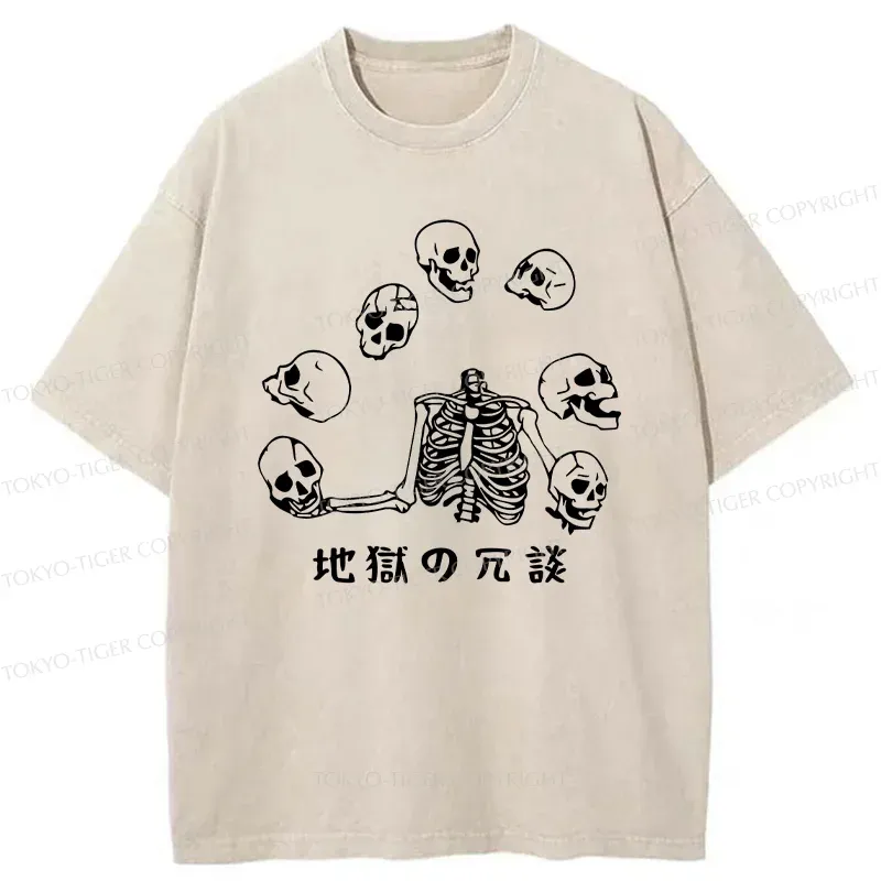 Tokyo-Tiger Skeleton Performing Acrobatics Washed T-Shirt