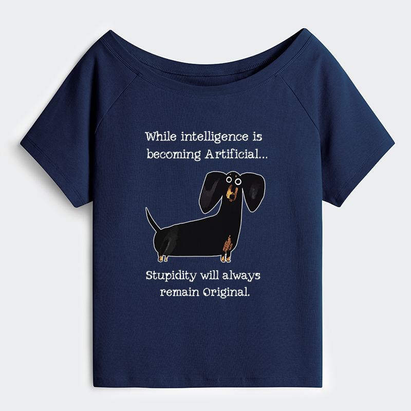 Tokyo-Tiger Dachshund Real Humor Funny Meme Off Shoulder T-Shirt