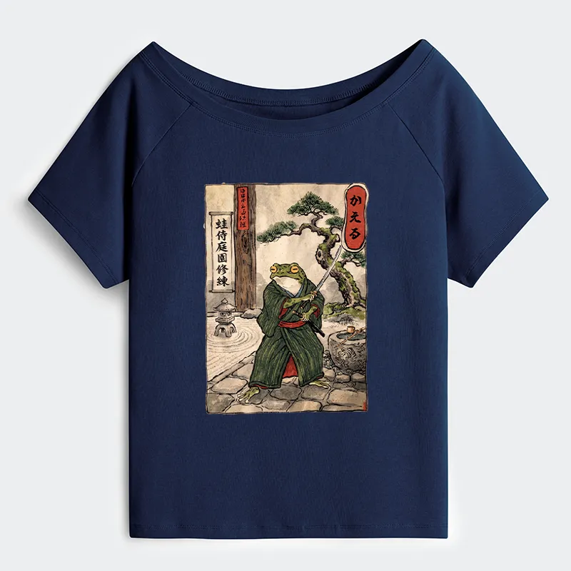 Tokyo-Tiger Samurai Frog Training Off Shoulder T-Shirt