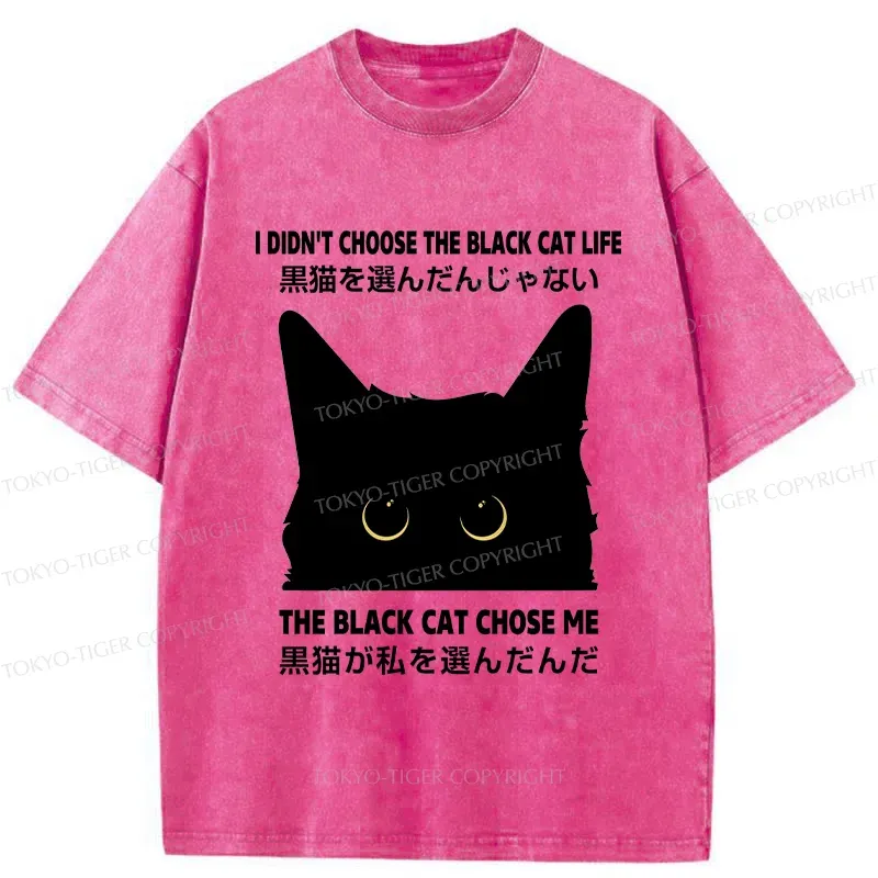 Tokyo-Tiger Black Cat Chose Me Washed T-Shirt