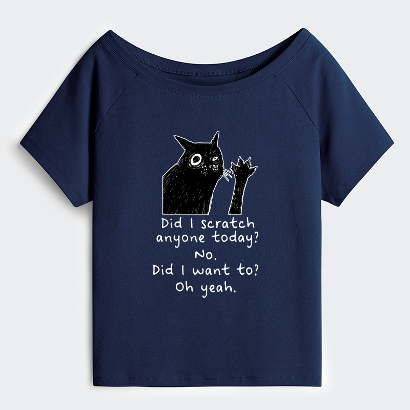 Tokyo-Tiger Black Cat Scratches People Off Shoulder T-Shirt