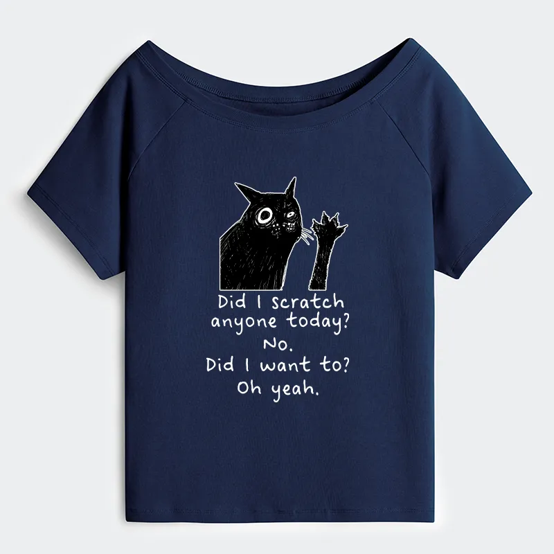 Tokyo-Tiger Black Cat Scratches People Off Shoulder T-Shirt