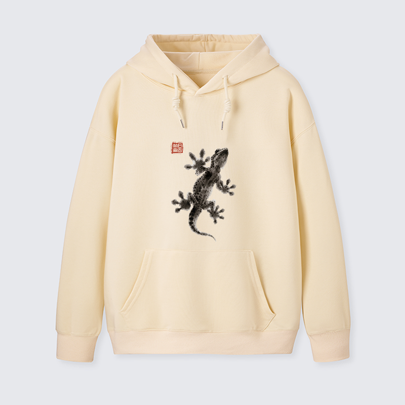 Tokyo-Tiger Minimal Asian Ink Brush Gecko Vibe Classic Hoodie