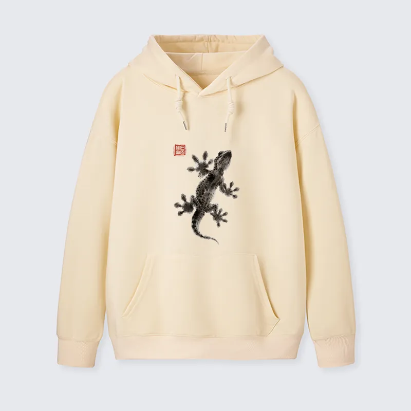 Tokyo-Tiger Minimal Asian Ink Brush Gecko Vibe Classic Hoodie