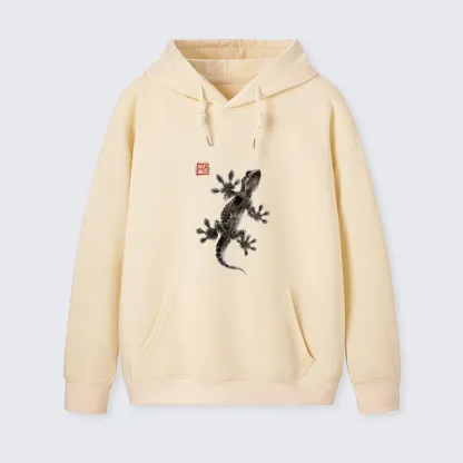 Tokyo-Tiger Minimal Asian Ink Brush Gecko Vibe Classic Hoodie