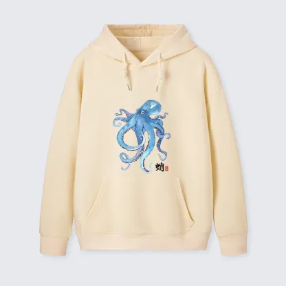 Tokyo-Tiger Watercolor Blue Octopus Classic Hoodie