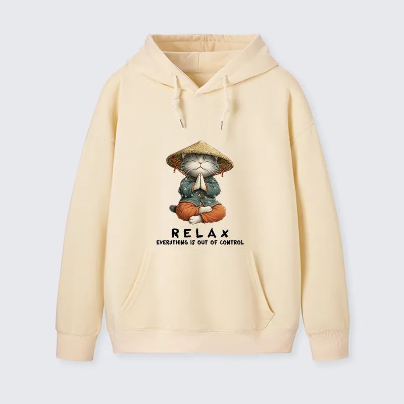 Tokyo-Tiger Zen Relax Cat Graphic Classic Hoodie