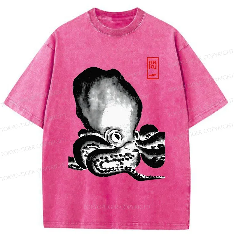 Tokyo-Tiger Retro Octopus Washed T-Shirt