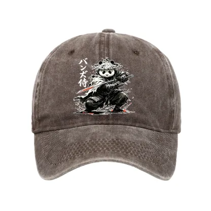 Tokyo-Tiger Panda Samurai Warrior Washed Cap