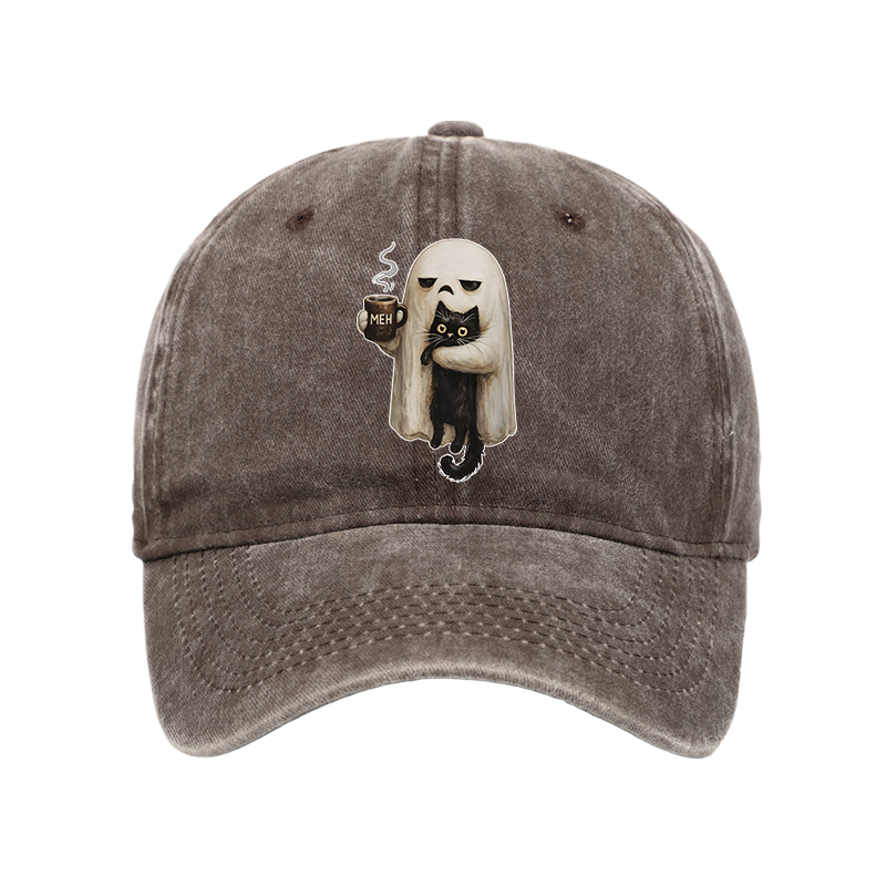 Tokyo-Tiger Ghost Cat Coffee Mood Washed Cap
