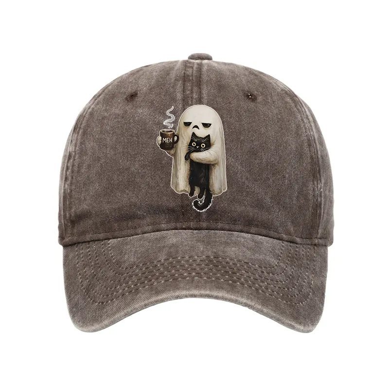 Tokyo-Tiger Ghost Cat Coffee Mood Washed Cap