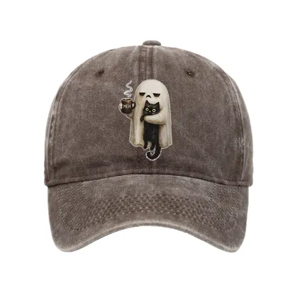 Tokyo-Tiger Ghost Cat Coffee Mood Washed Cap