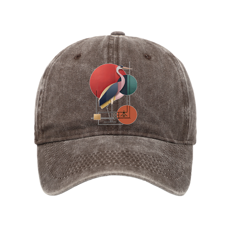 Tokyo-Tiger Geometric Crane Art Washed Cap