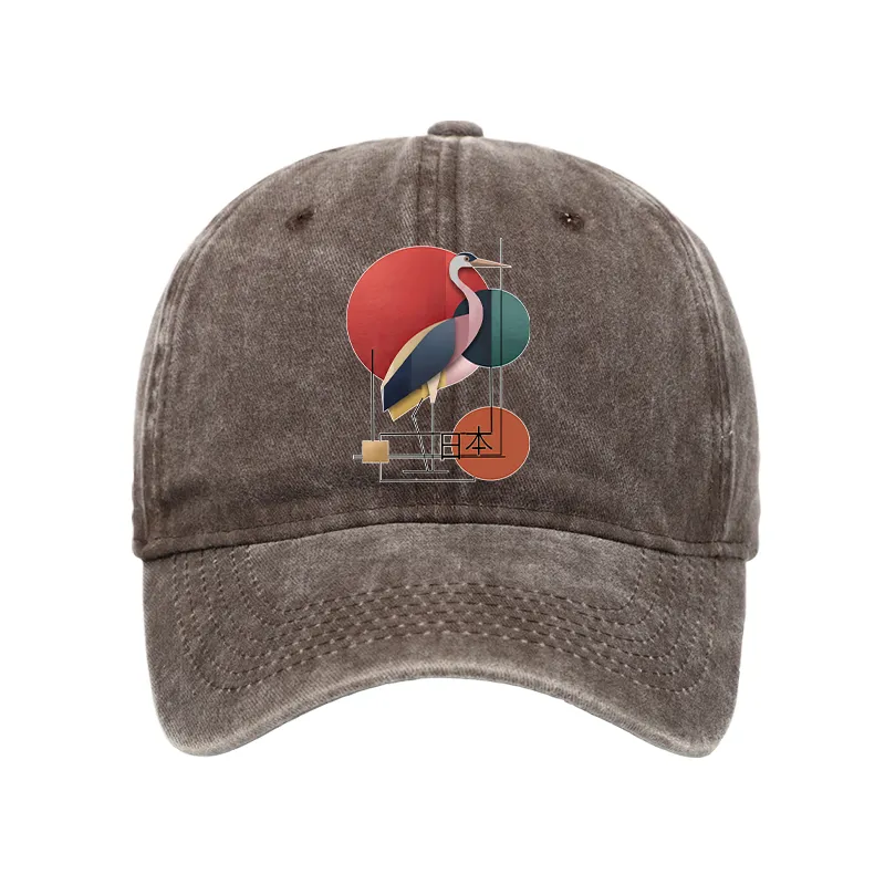 Tokyo-Tiger Geometric Crane Art Washed Cap