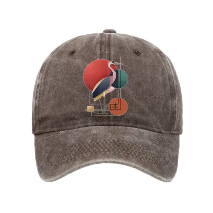 Tokyo-Tiger Geometric Crane Art Washed Cap
