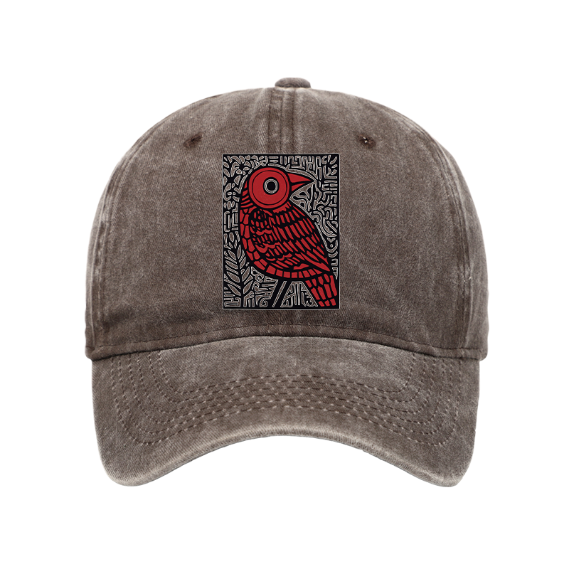 Tokyo-Tiger Retro Woodblock Bird Washed Cap