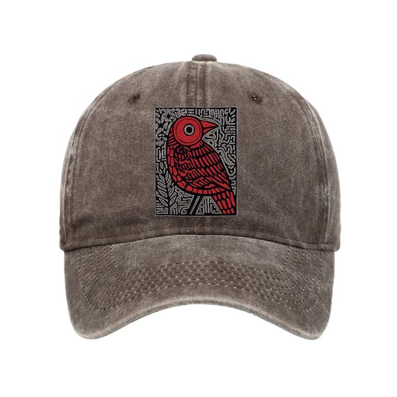 Tokyo-Tiger Retro Woodblock Bird Washed Cap