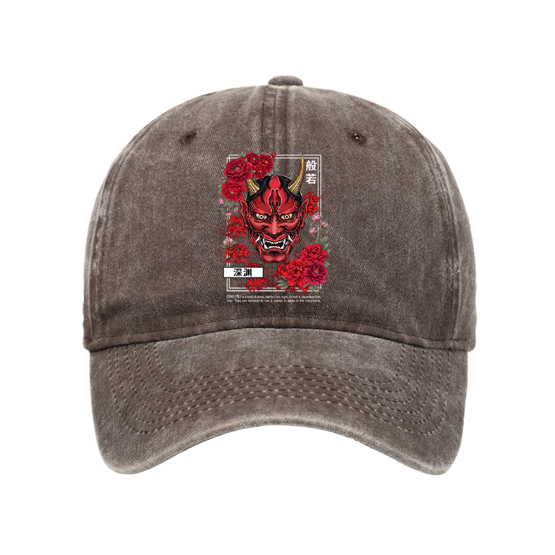 Tokyo-Tiger Cool Oni Floral Art Washed Cap