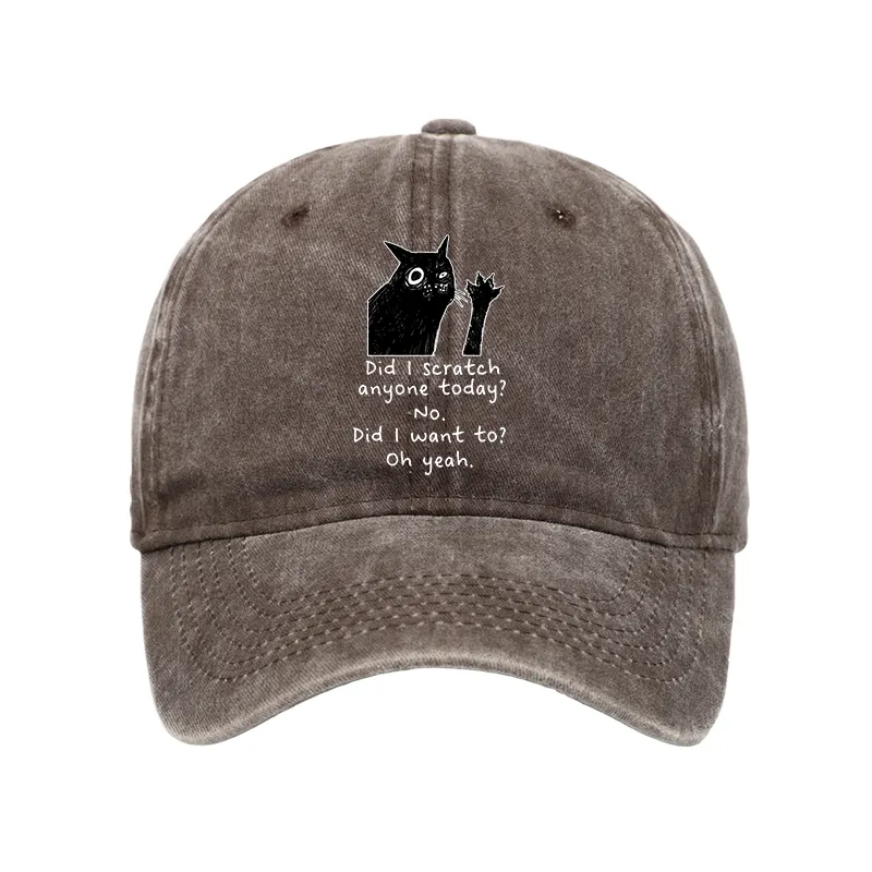 Tokyo-Tiger Black Cat Scratches People Washed Cap