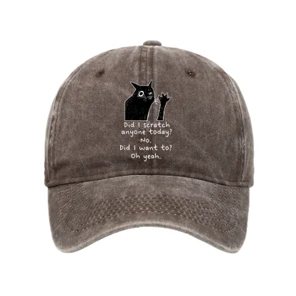 Tokyo-Tiger Black Cat Scratches People Washed Cap