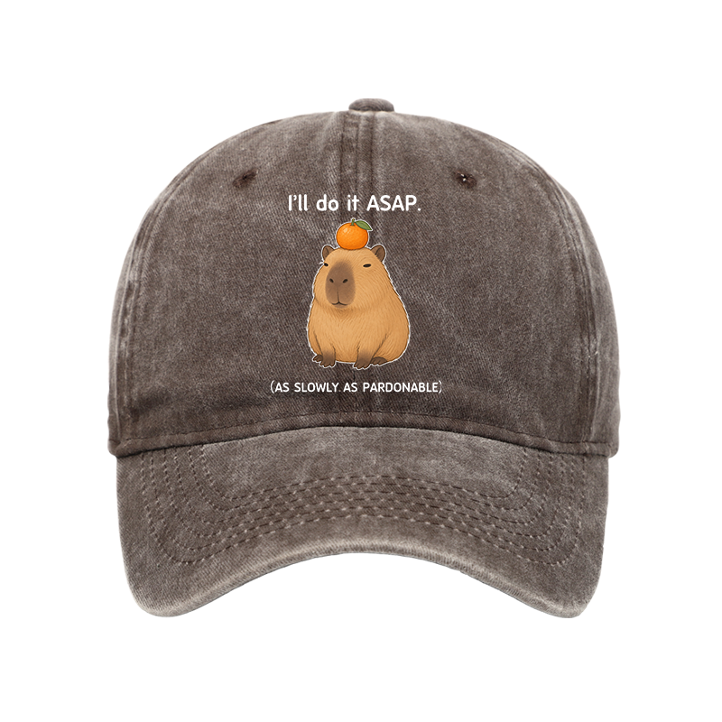 Tokyo-Tiger Slow Task Capybara Meme Washed Cap