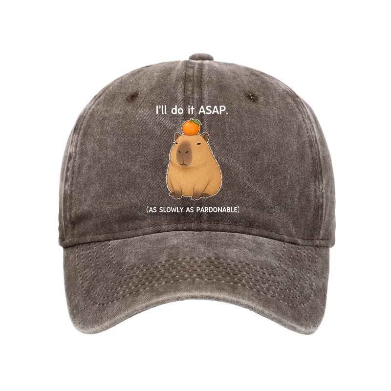 Tokyo-Tiger Slow Task Capybara Meme Washed Cap Sale