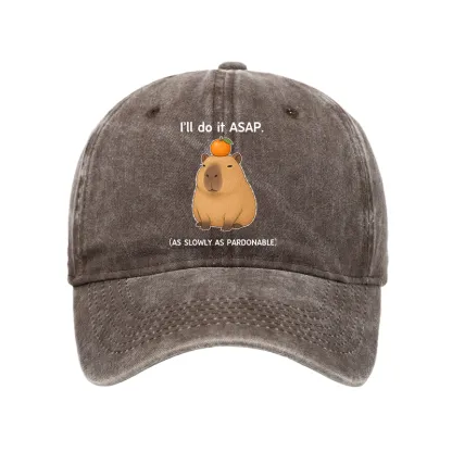 Tokyo-Tiger Slow Task Capybara Meme Washed Cap