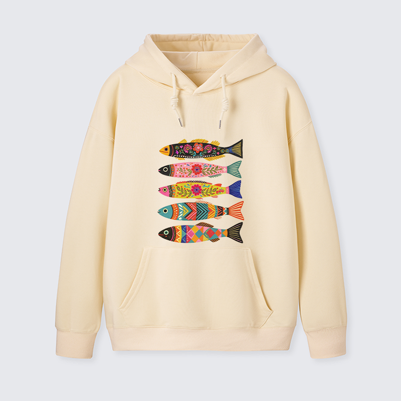 Tokyo-Tiger Colorful Patterned Fish Classic Hoodie