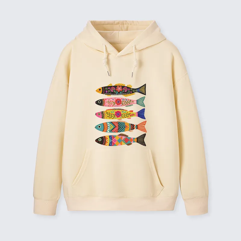 Tokyo-Tiger Colorful Patterned Fish Classic Hoodie